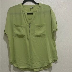 Cato Lime Green Zipper Blouse